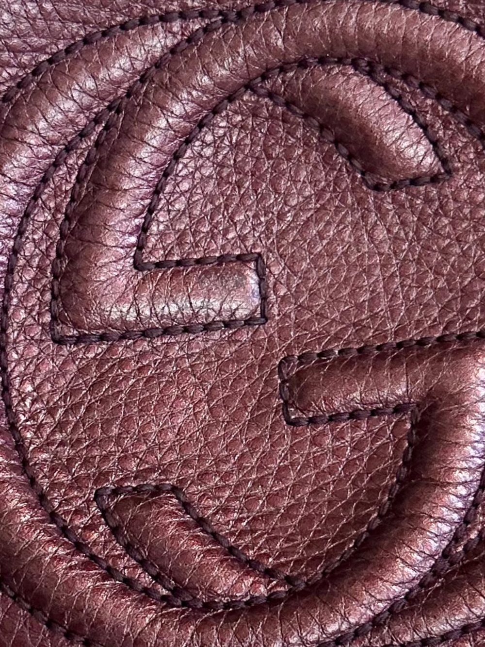 Gucci Metallic Purple Pebble Skin Disco Chain Soho crossbody bag - Picture 4 of 12